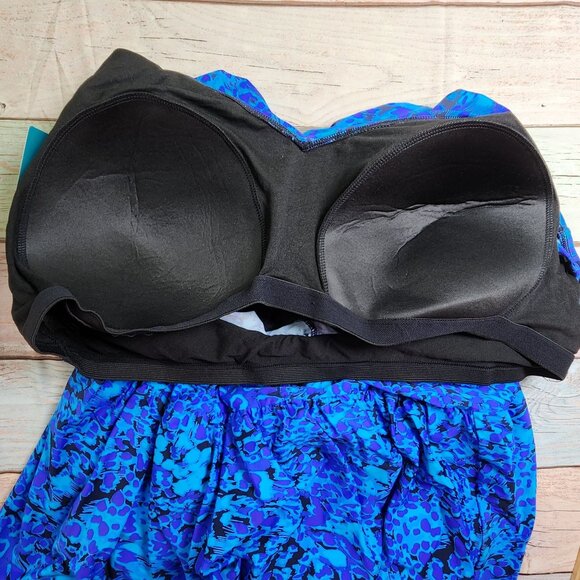 Beach Belle Womens size 26  Blue Print Tummy Control Swimsuit NEW - Picture 4 of 8